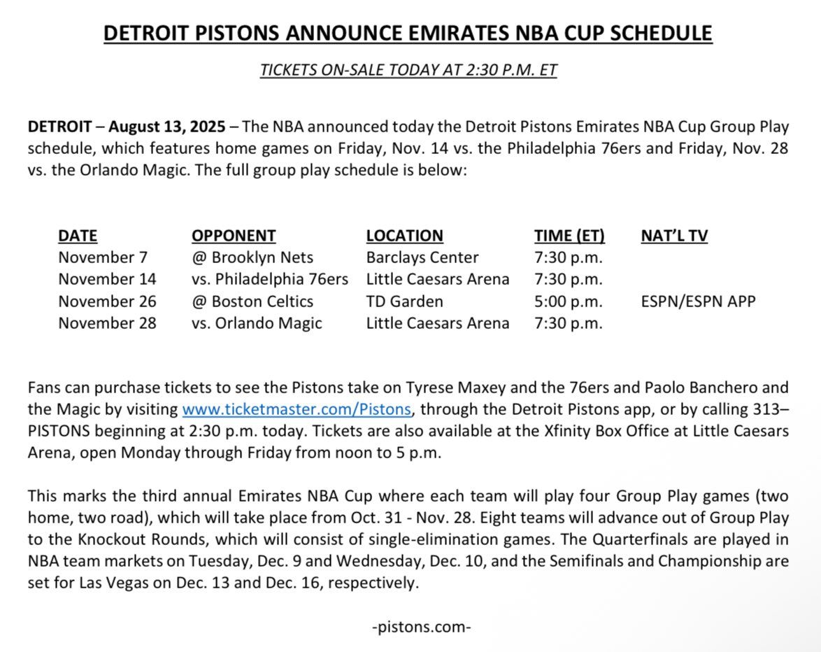 NBA Cup: Detroit Pistons vs. Orlando Magic
