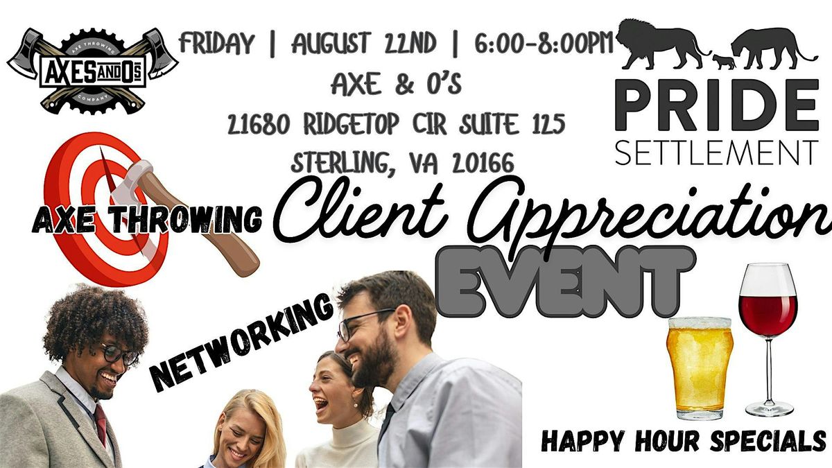 Client Appreciation Event for Pride Settlement: Axe Throwing & Networking