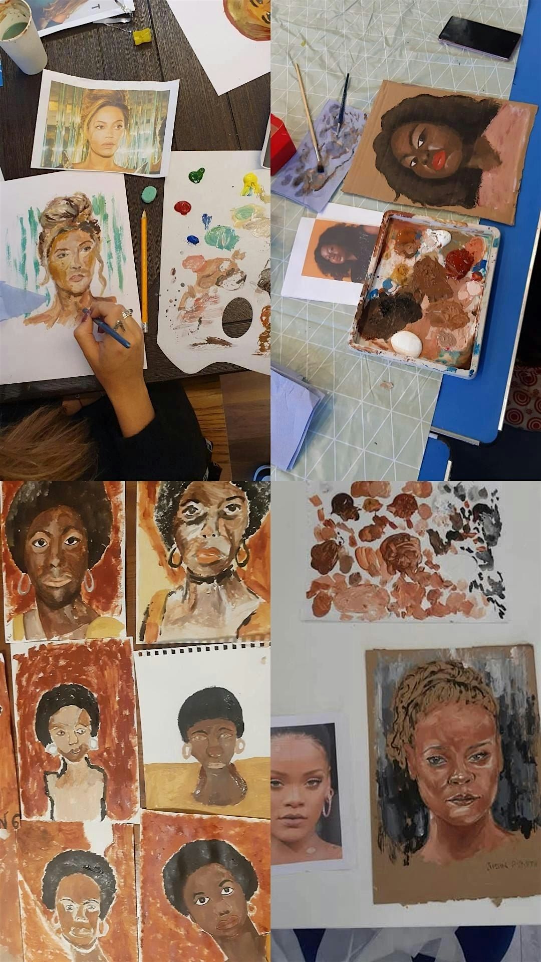 Facilitating a Portrait painting workshop (Acrylic paint)