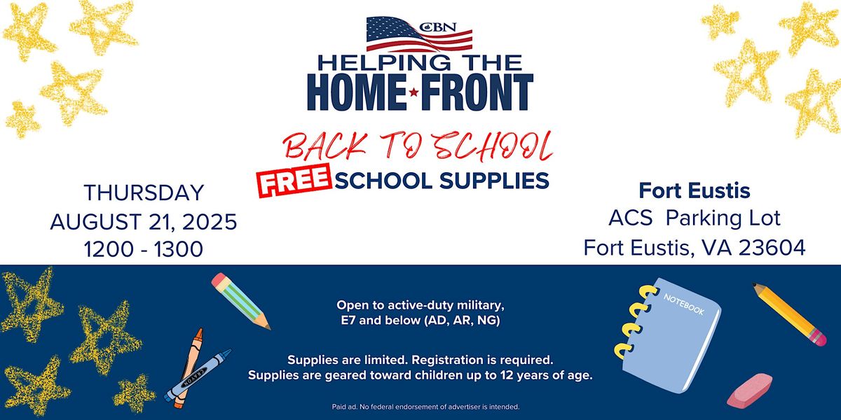 BACK TO SCHOOL Free School Supplies Distribution at Fort Eustis