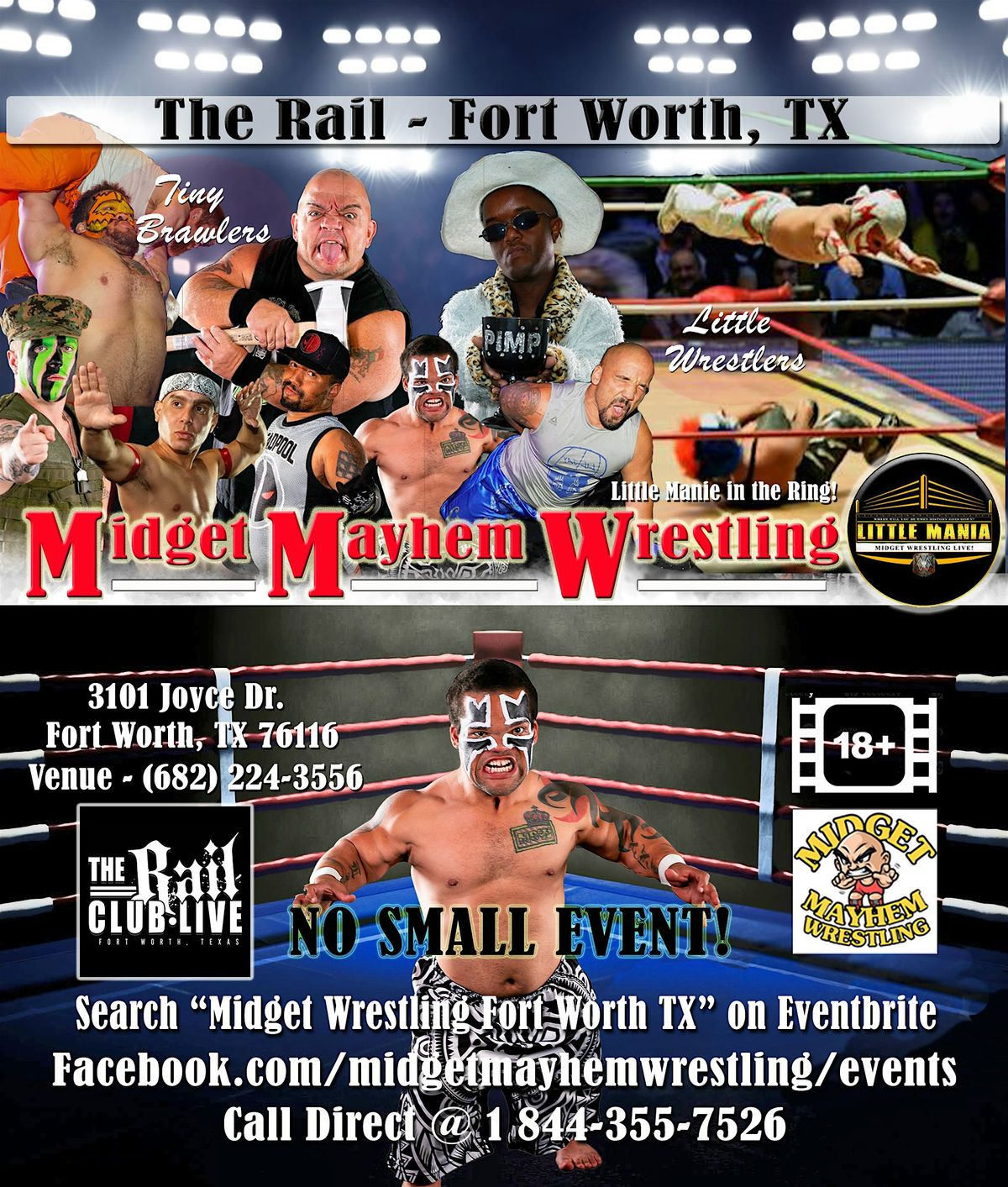Midget Mayhem Wrestling Rips Through the Ring! Ft Worth TX 18+