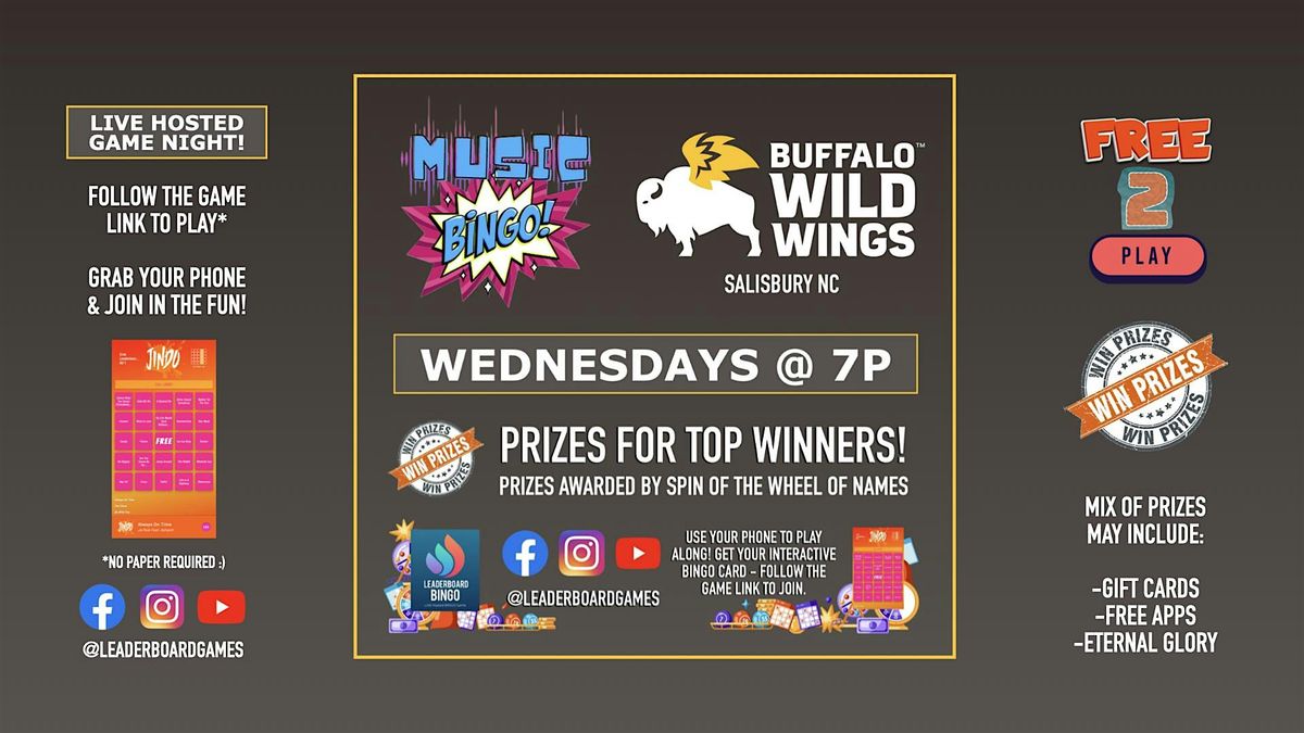 Music BINGO  Game Night | Buffalo Wild Wings - Salisbury NC - WED 7p