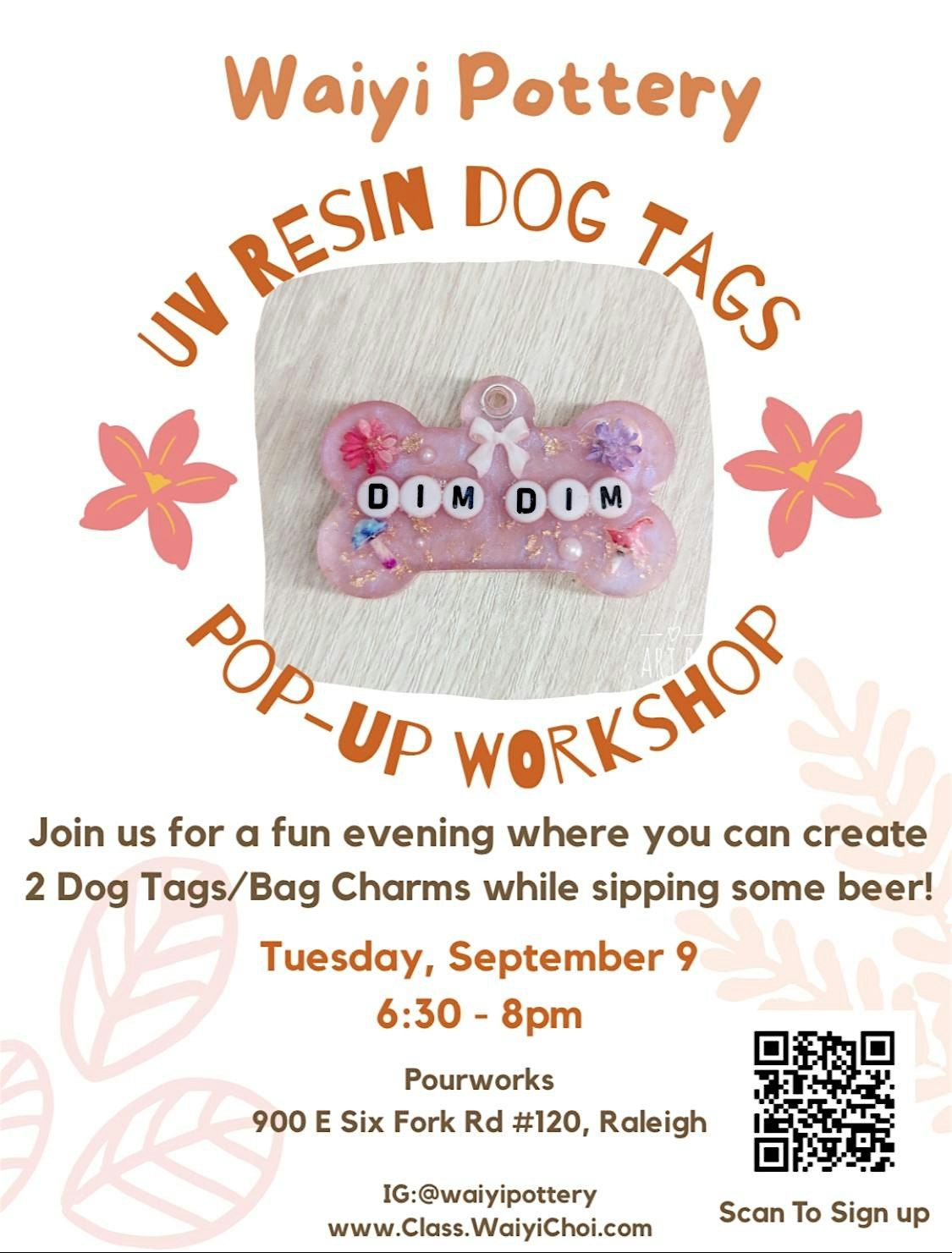 Create & Sip: UV Resin Dog Tags & Bag Charms at Pourworks!