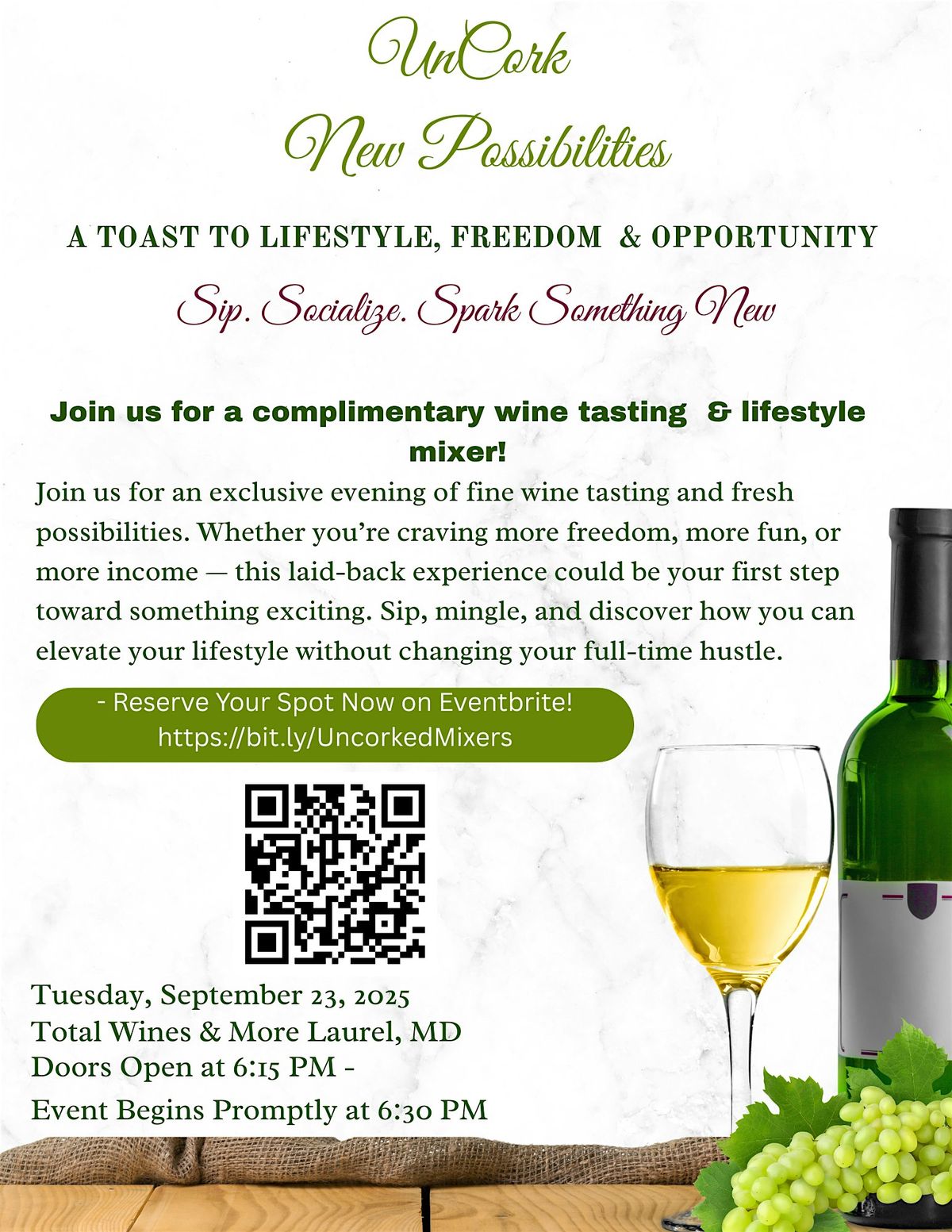 Uncork New Possibilities (Laurel, MD)