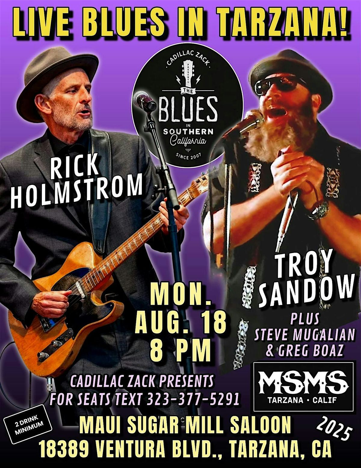 RICK HOLMSTROM & TROY SANDOW - Blues Guitar & Harmonica Masters - Tarzana!