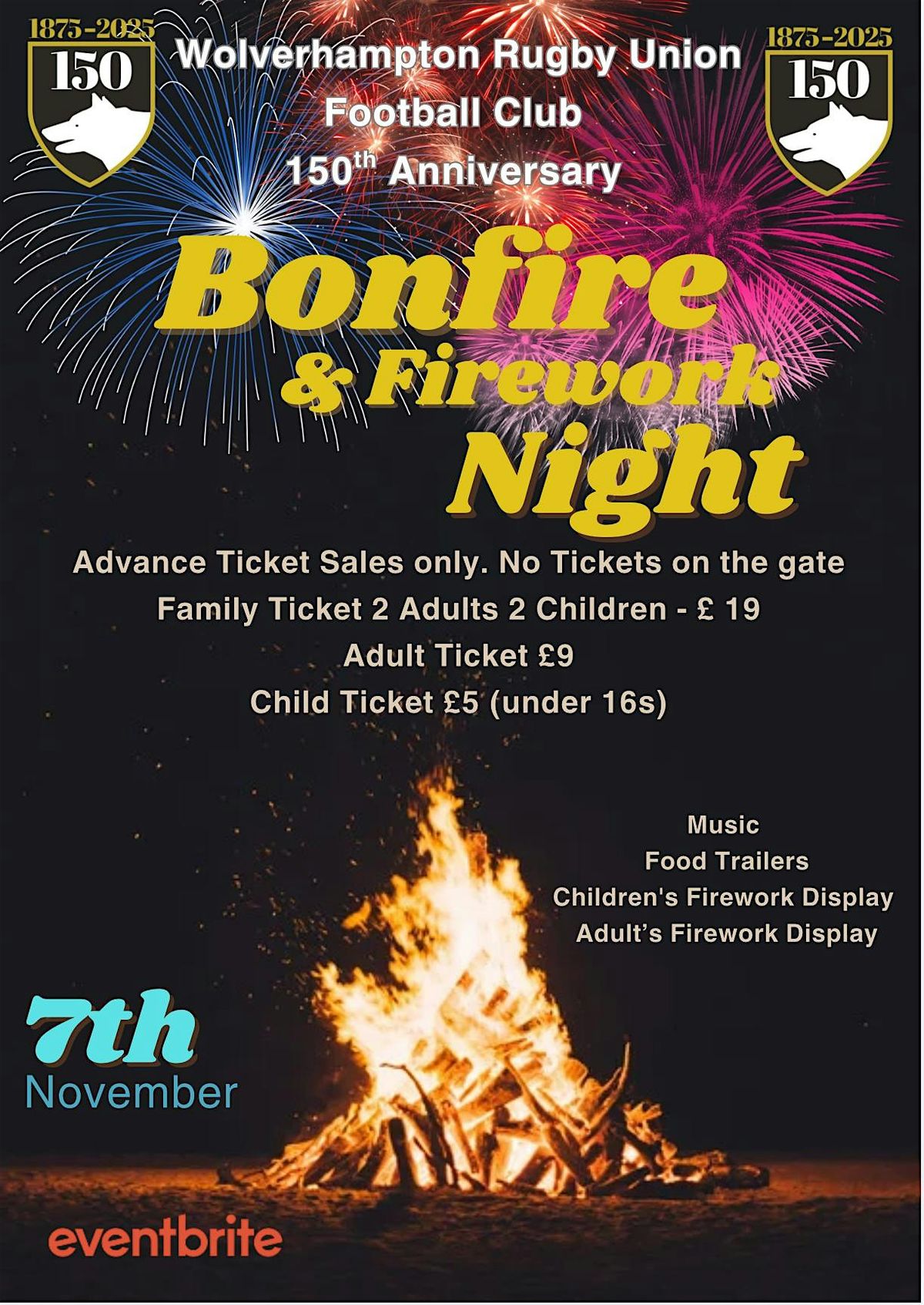 Wolverhampton RUFC Bonfire and Firework Night 2025