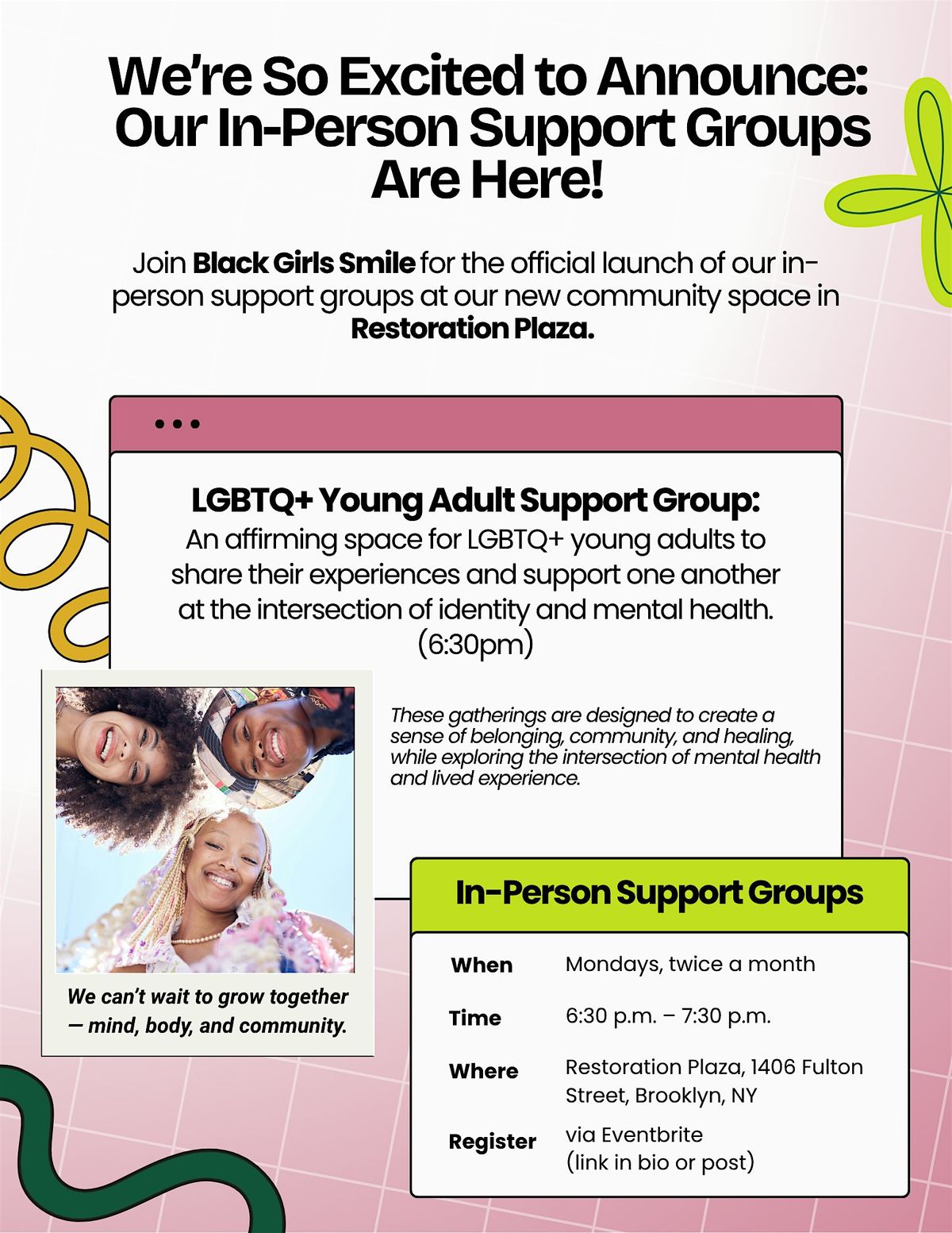 Black Girls Smile: In-Person LGBTQ+ Support Group