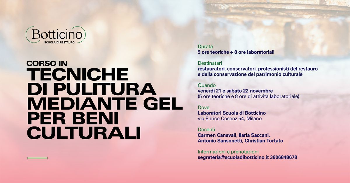 CORSO DI FORMAZIONE \/\/ Tecniche di pulitura mediante gel per beni culturali