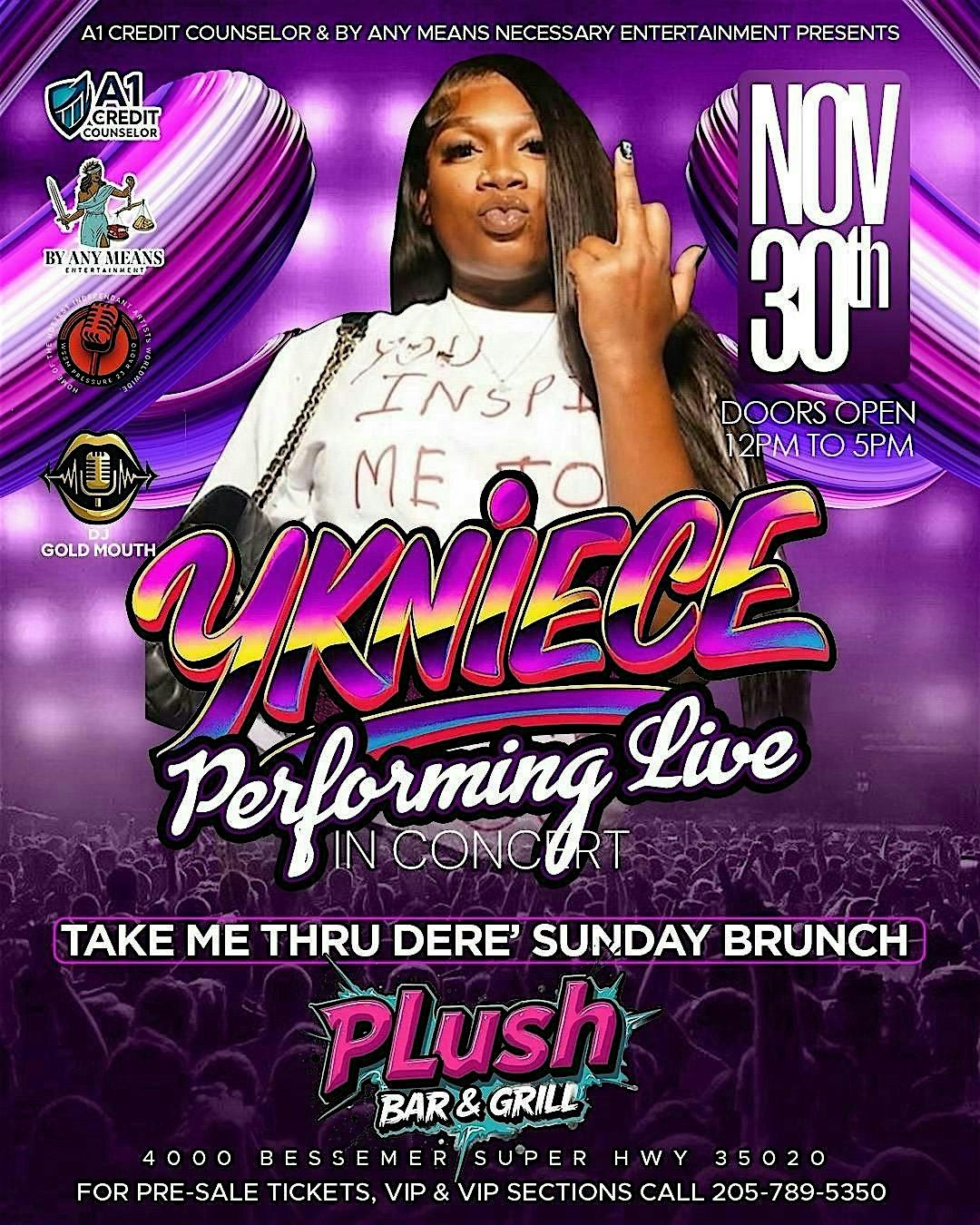 YKNIECE LIVE IN CONCERT for TAKE ME THRU DERE SUNDAY BRUNCH