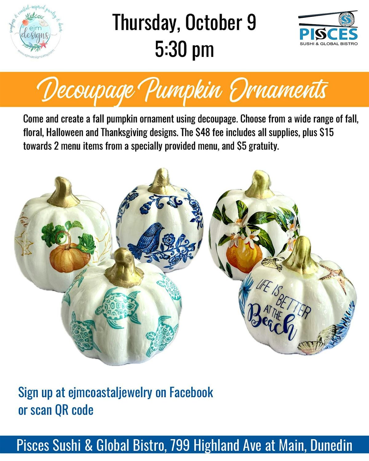 Decoupage Pumpkin Ornaments