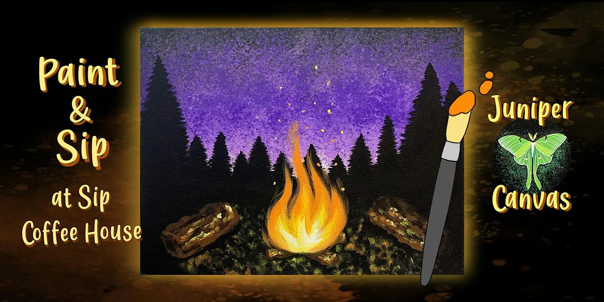 Paint & Sip at Sip Coffee House 2 in Highland: Cozy Campfire
