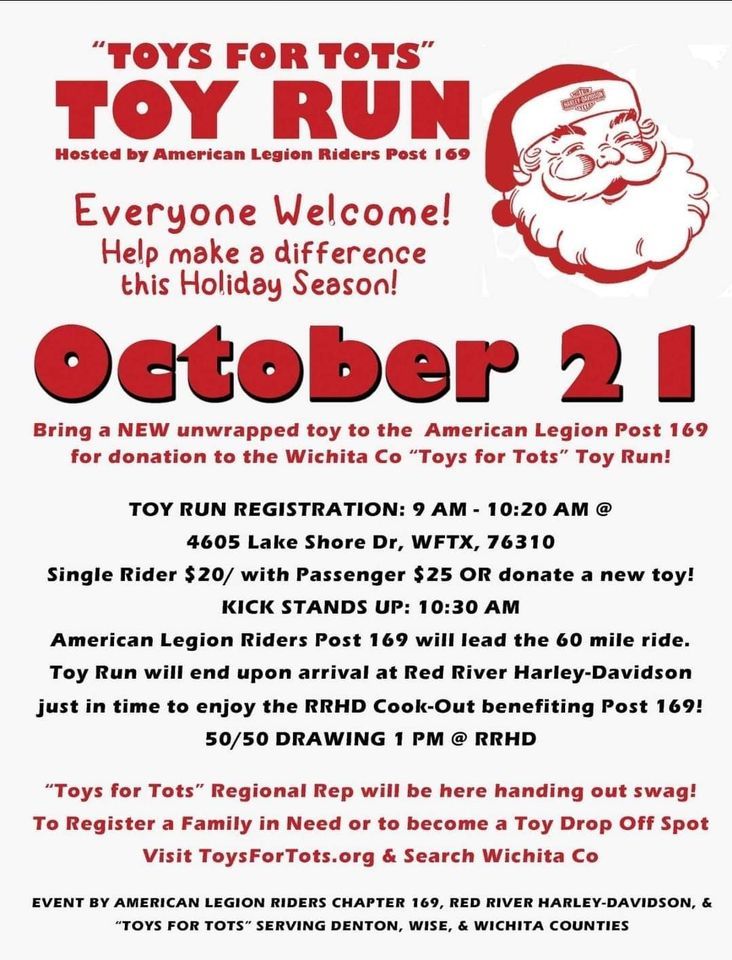 Toys for Tots Toy Run Thomas Fowler American Legion Post 169