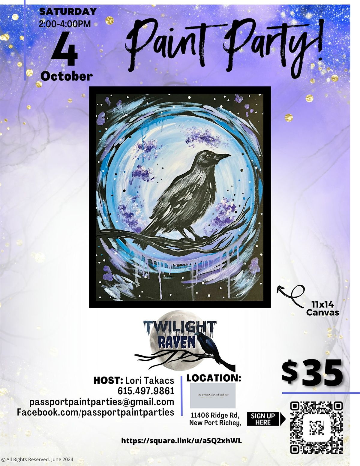 10.4.25 Twilight Raven Paint and Sip at The Urban Oak Bar and Grill