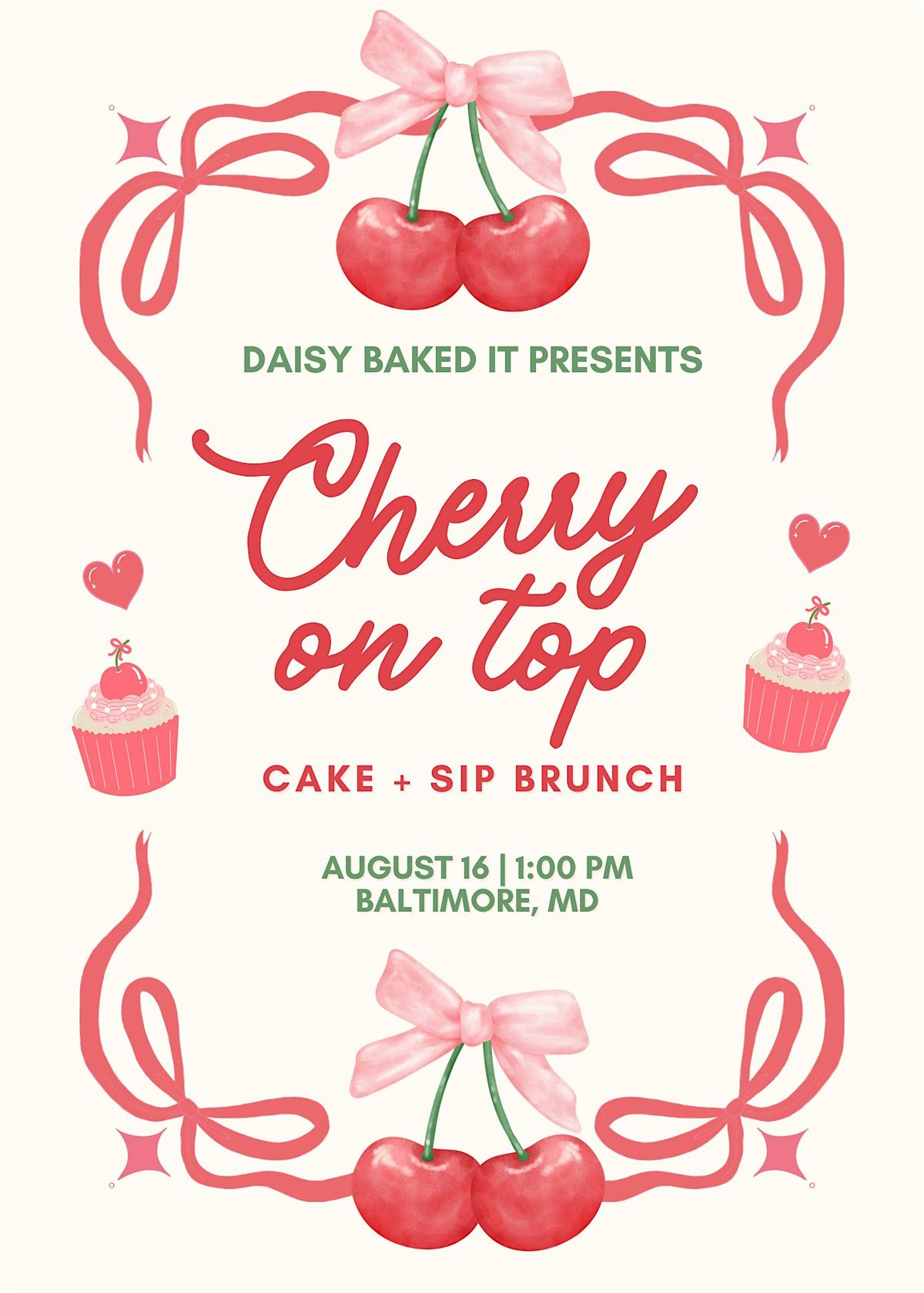 Cherry on Top Cake + Sip Brunch: A Cake Decorating Experience