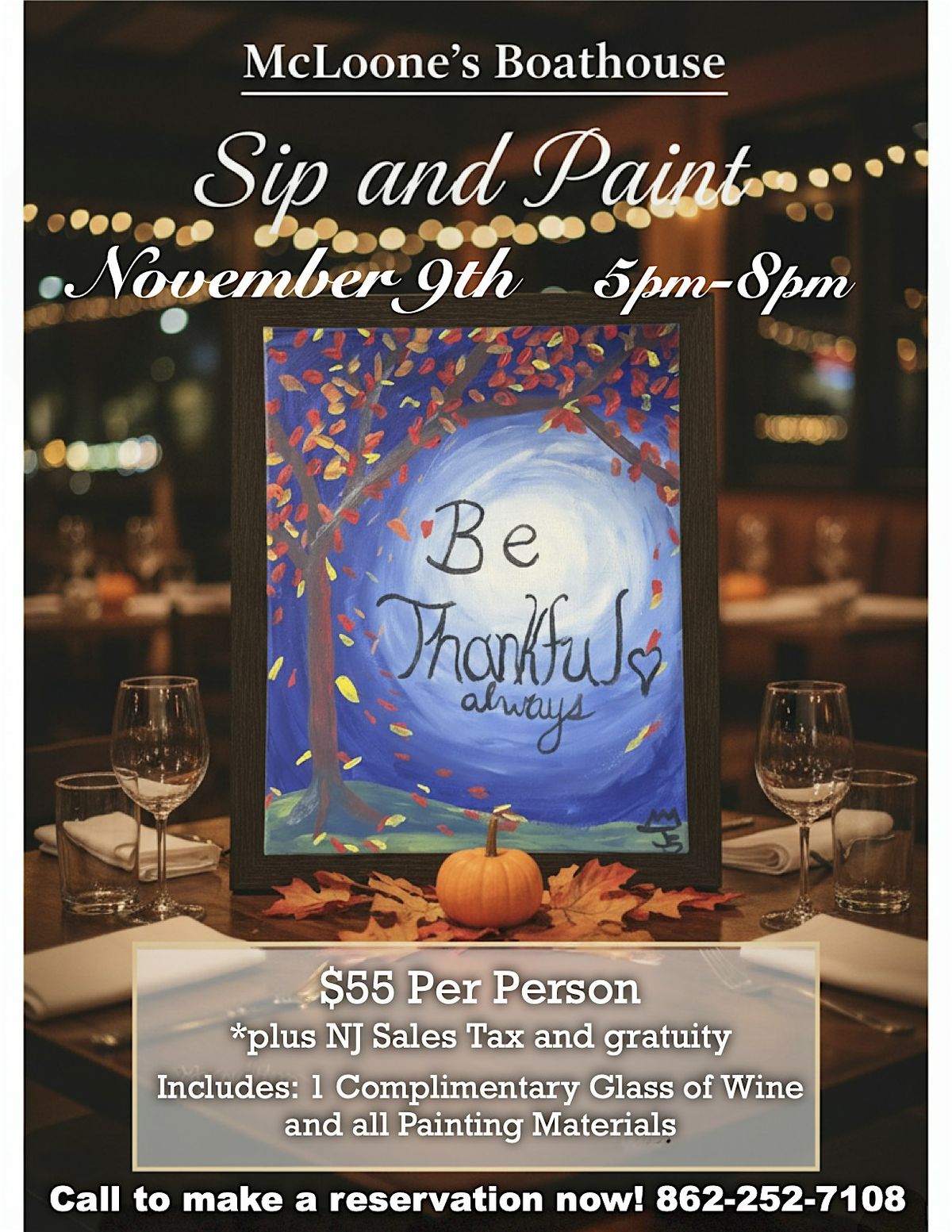 McLoone's Boathouse Sip and Paint Dinner