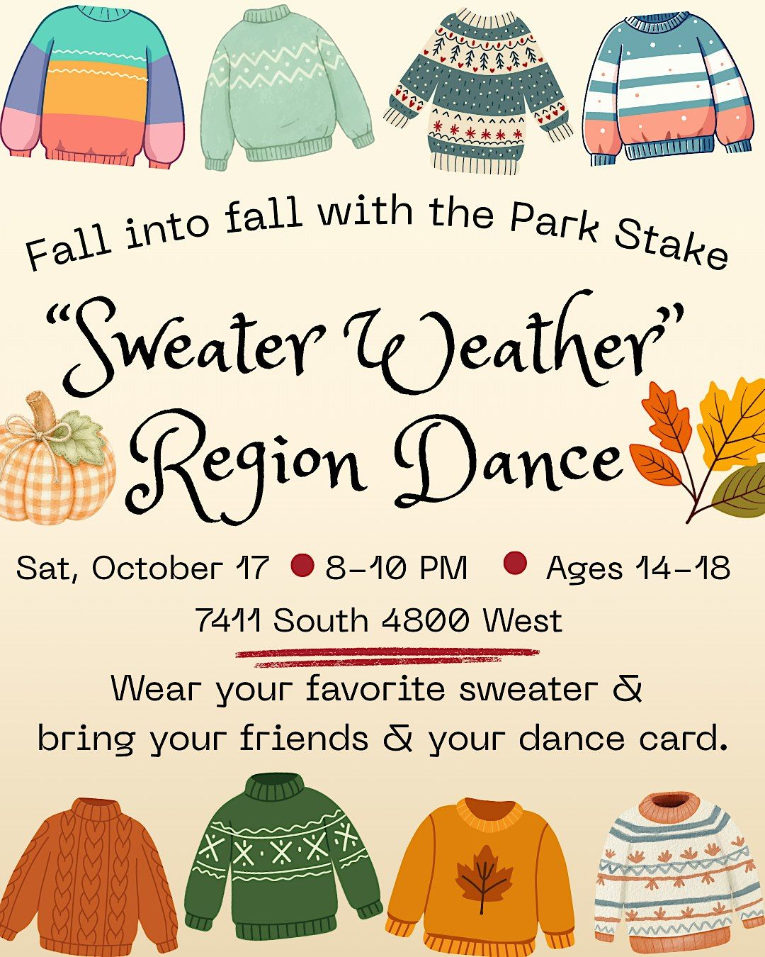 Region dance at Park stake center, WEST JORDAN on 17th October, 2026