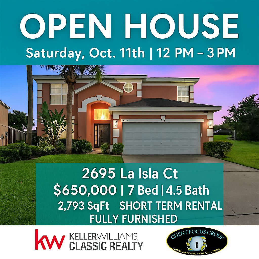\u2728 JUST LISTED + OPEN HOUSE \u2728 2695 La Isla Ct, Kissimmee, FL 34747