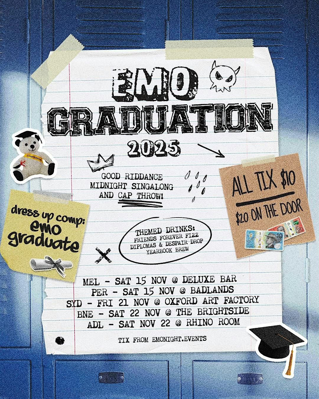 EMO GRADUATION 2025 BRISBANE $10 TIX