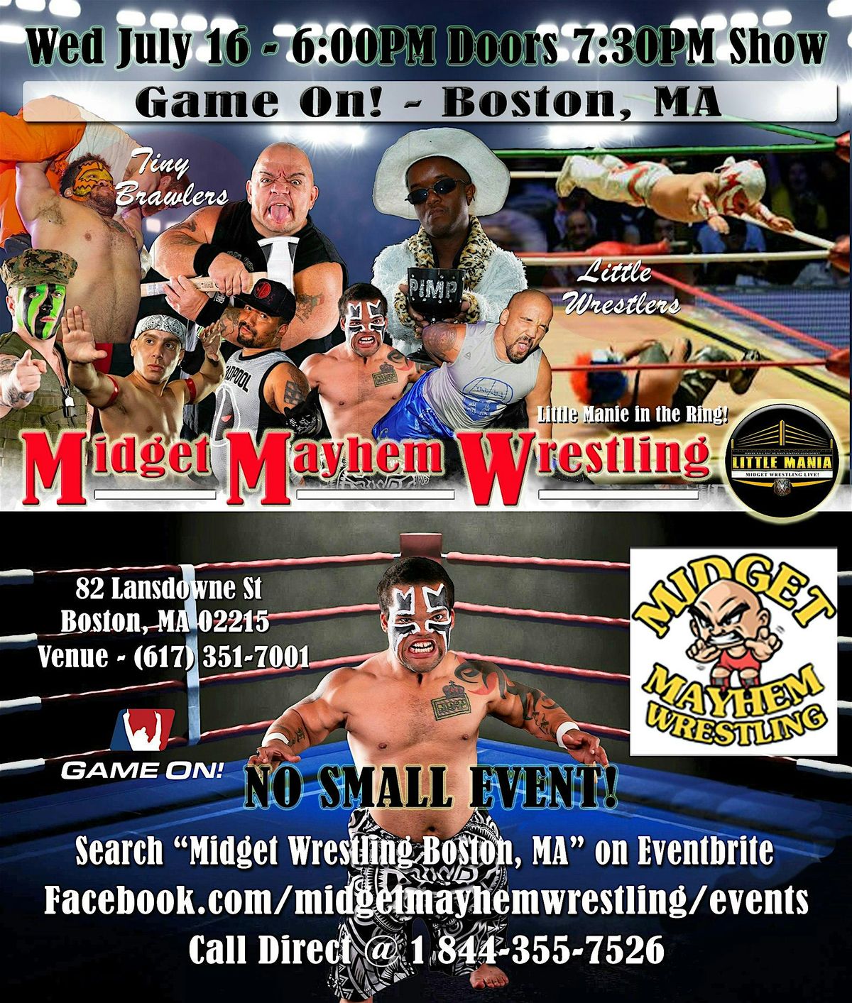 Midget Mayhem Wrestling Rips Through the Ring! Boston MA 21+