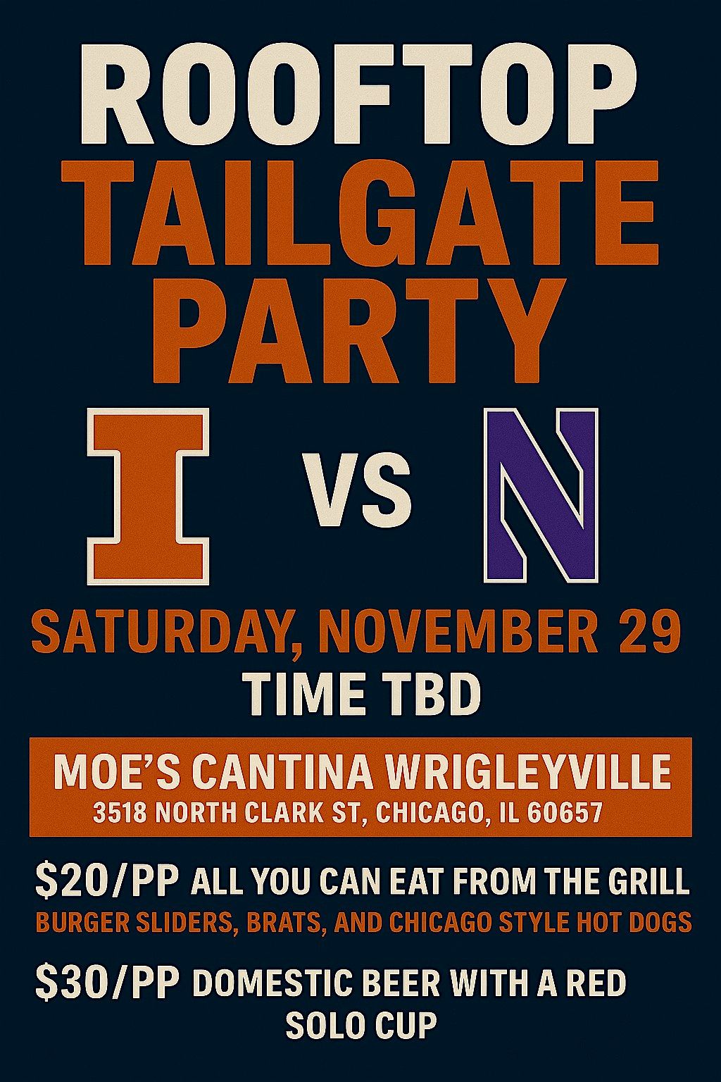 Moes Cantina Wrigley Rooftop Tailgate Party!