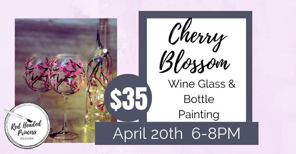 Sip And Paint Cherry Blossom Wine Glasses And Bottle At Baer City sip-and-paint-cherry-blossom-wine-glasses-and-bottle-at-baer-city