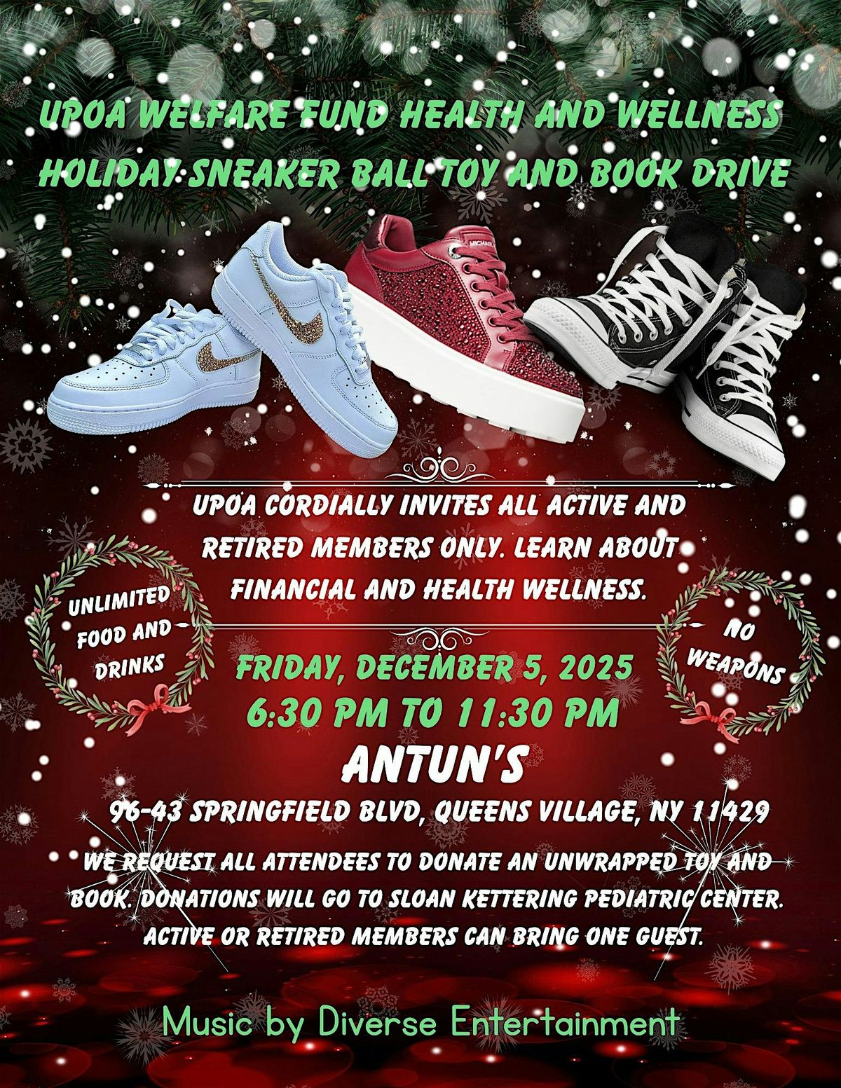 UPOA Welfare Fund Health and Wellness Sneaker Ball Toy and Book Drive