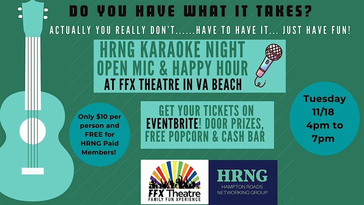 HRNG Karaoke & Open Mic Happy Hour at FFX Studio in Virginia Beach