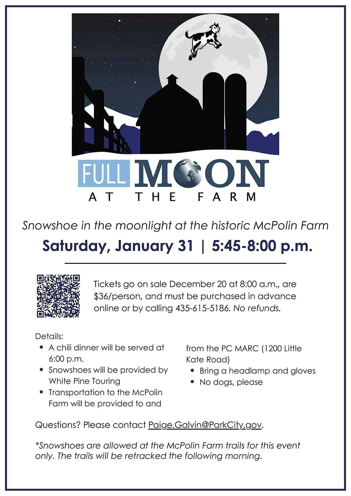 Full Moon Snowshoe at the Historic McPolin Farm