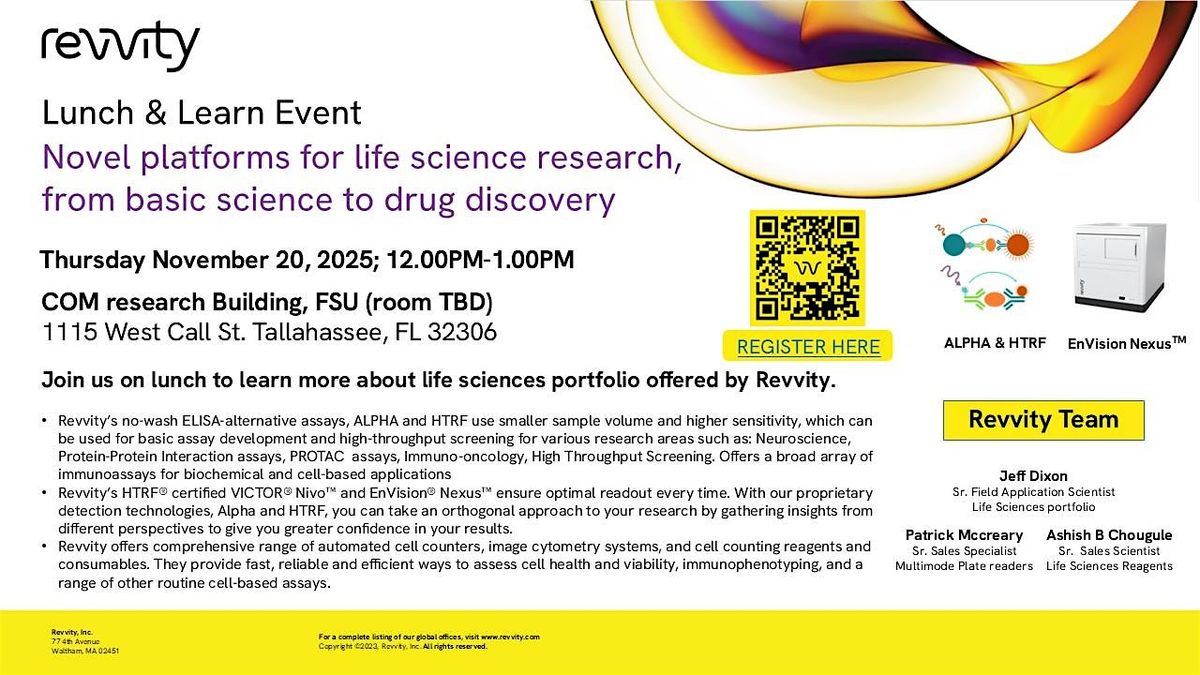 Lunch and Learn by Revvity at COM research building FSU