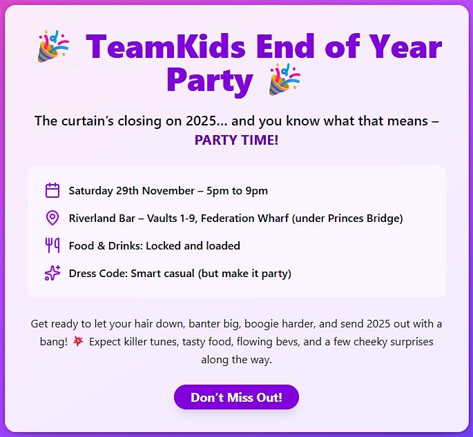 TeamKids End of Year Party