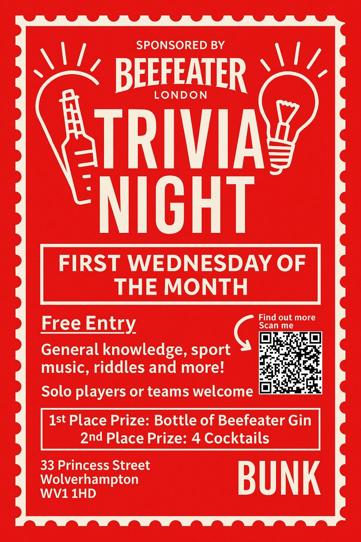 QUIZ NIGHT AT BUNK WOLVERHAMPTON!