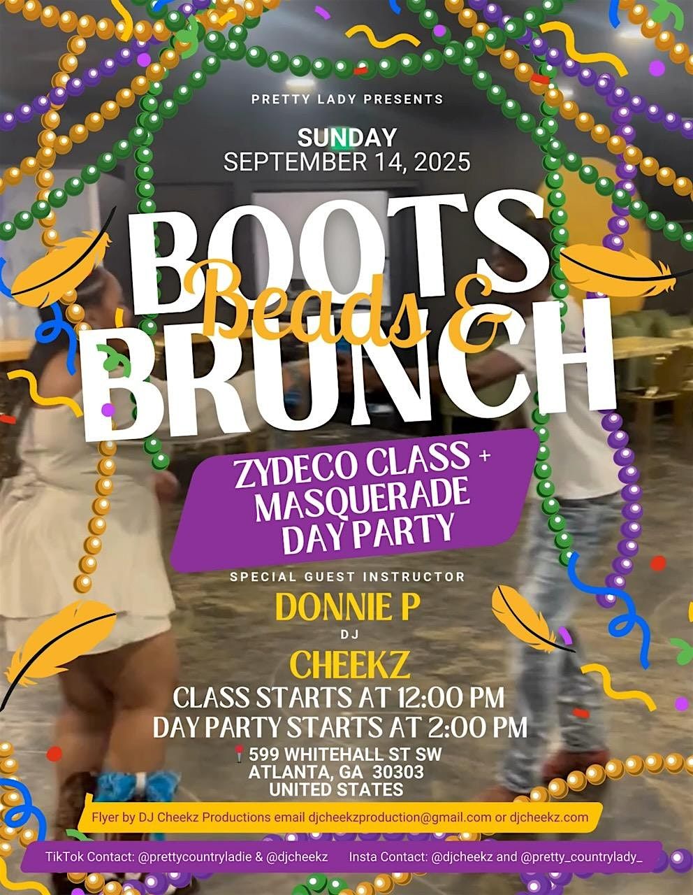 BOOTS, BEADS & BRUNCH Zydeco Class + Masquerade Day Party