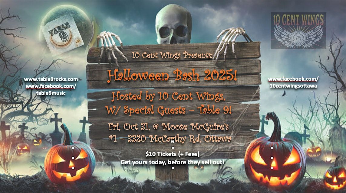 Halloween Costume Bash with Hosts 10 Cent Wings  and Table 9!