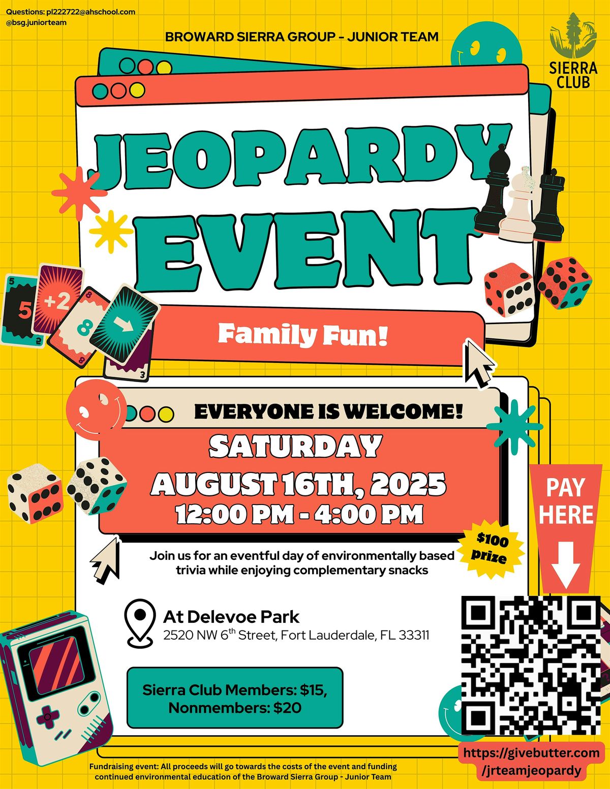 Environmental JEOPARDY EVENT presented by Broward Sierra Group-Junior Team