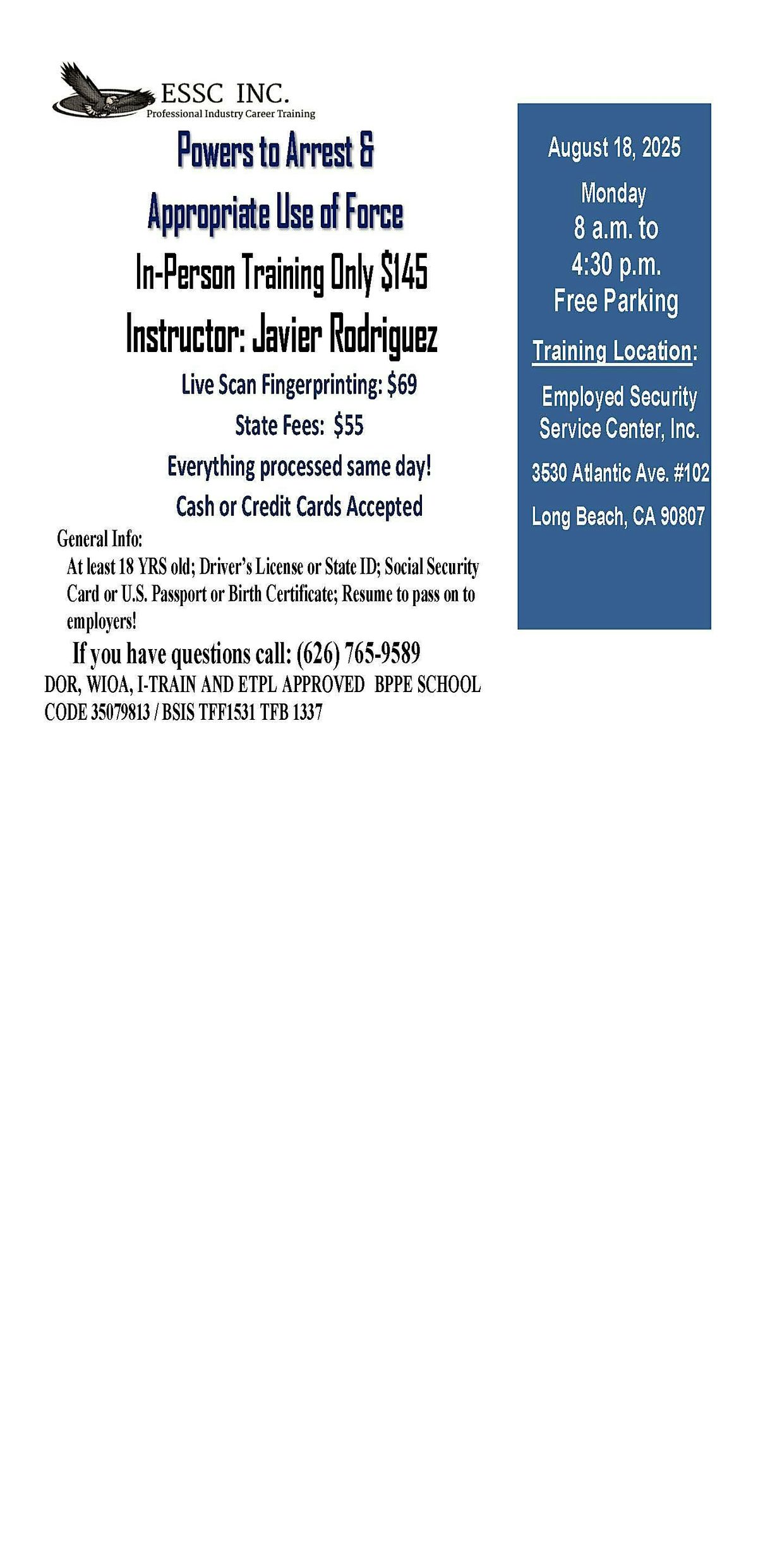 California Guard Card Training - In Person