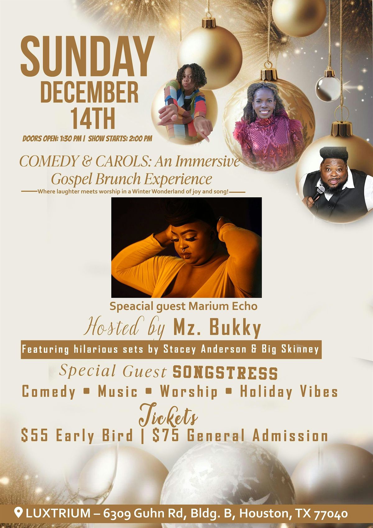 Comedy & Carol Immersive Brunch with Marium Echo