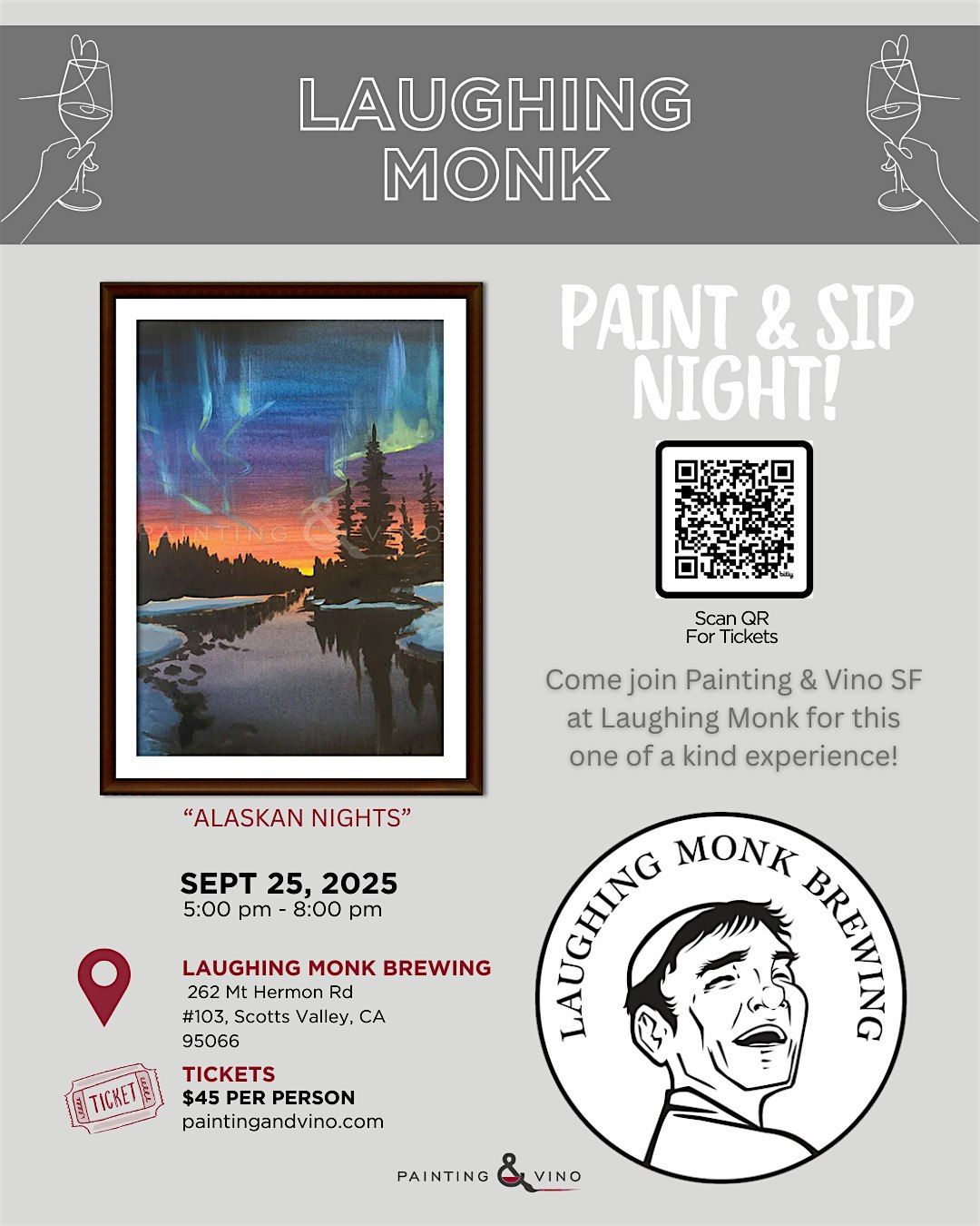 Paint & Sip "Alaskan Nights" @ Laughing Monk Scott's Valley