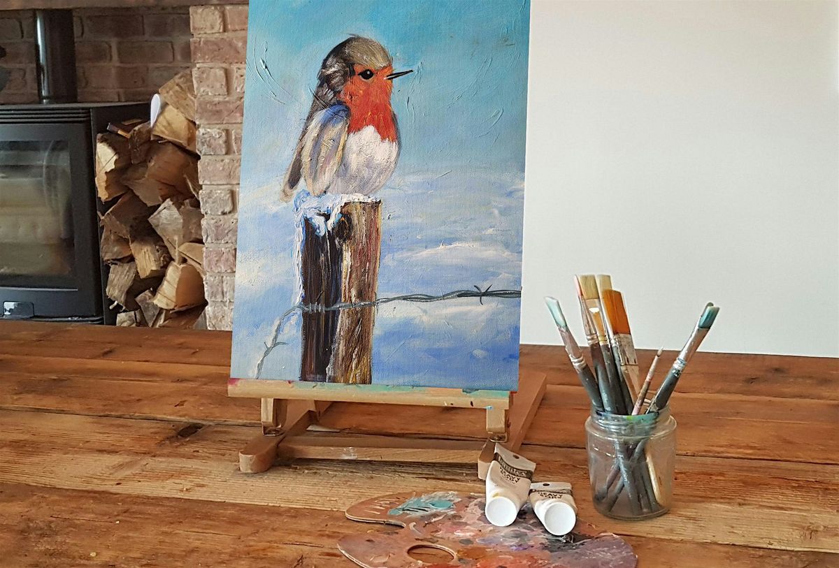 Painting class \u2018Robin in Snow\u2019 @ Waters\u2019 Edge Visitor Centre, Humberside