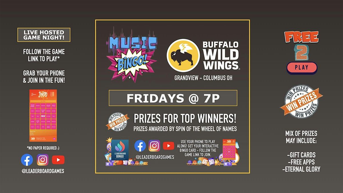 Music BINGO | Buffalo Wild Wings - Grandview Columbus OH - FRI 7p