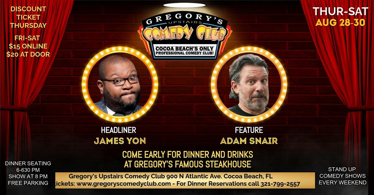 Aug 28- Sat Aug 30 Gregory's Comedy Club