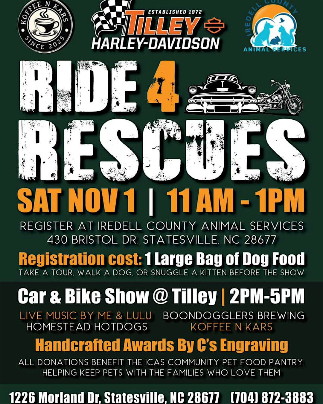 Ride  4 Rescues ( Tilley Harley- Davidson). Car & Bike show.