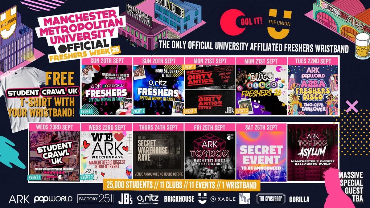 MANCHESTER MET - MMU - OFFICIAL All Access Freshers Wristband 2026 \ud83c\udf9f\ufe0f