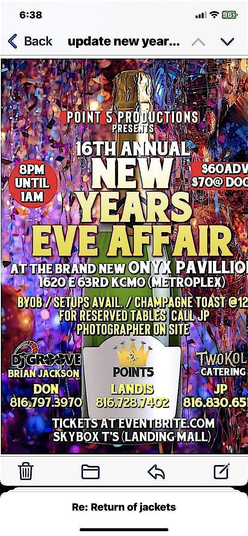 Point 5 Productions New Years Eve Affair @ The Brand New ONYX PAVILLION!!