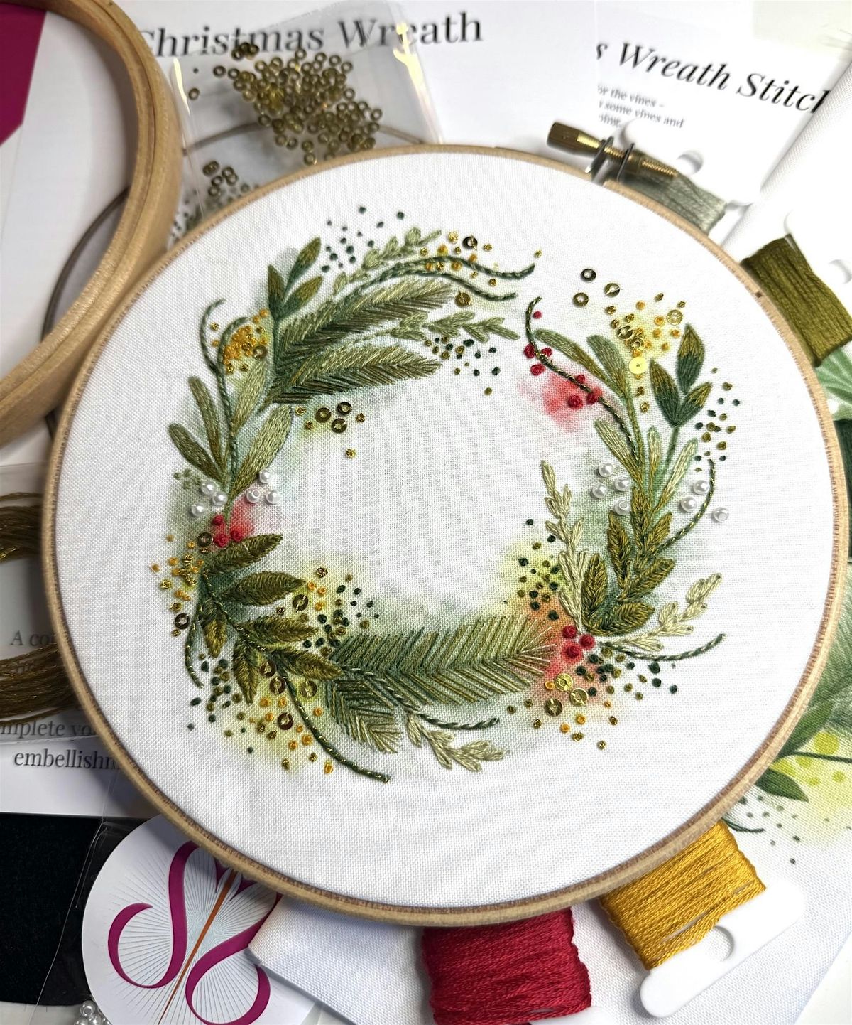 Christmas Wreath Embroidery Workshop at The Chamberlain Hotel, Aldgate