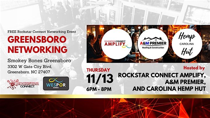 Free Greensboro Rockstar Connect Networking Event (November, NC)