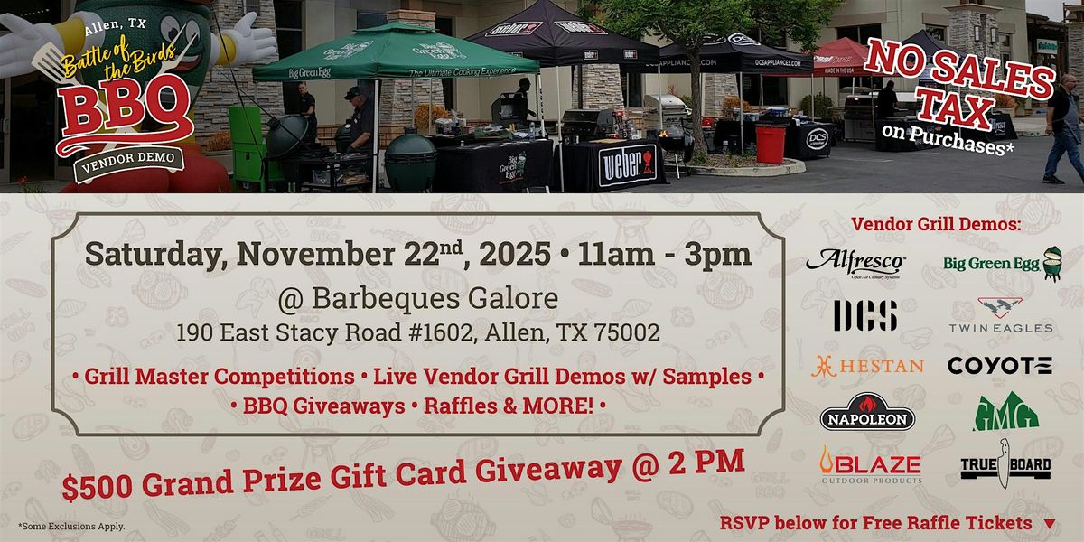 Battle of the Birds BBQ Vendor Demo  & Sales Event in Allen, TX