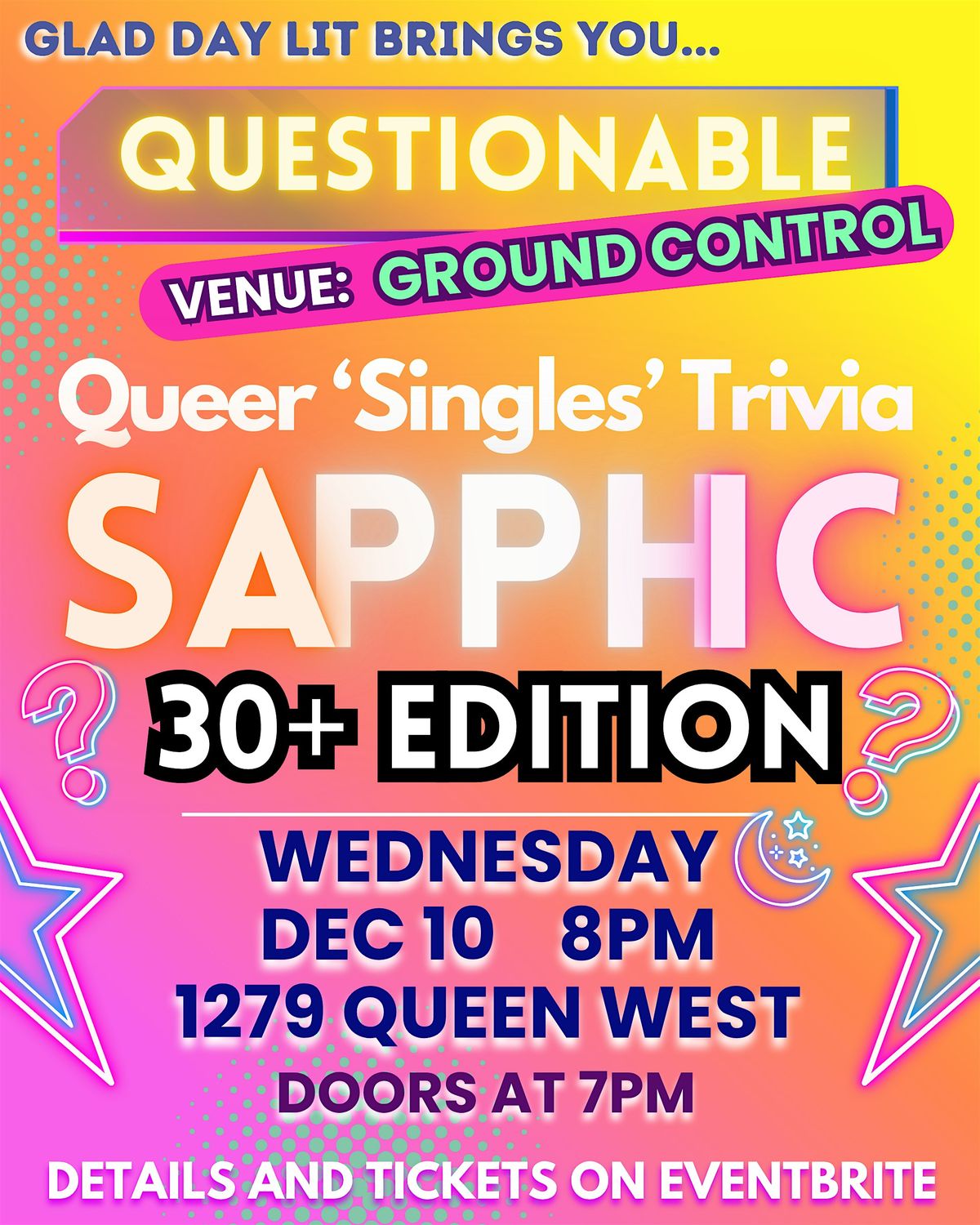 Questionable - SAPPHIC  OVER 30 EDITION : Queer Singles Trivia