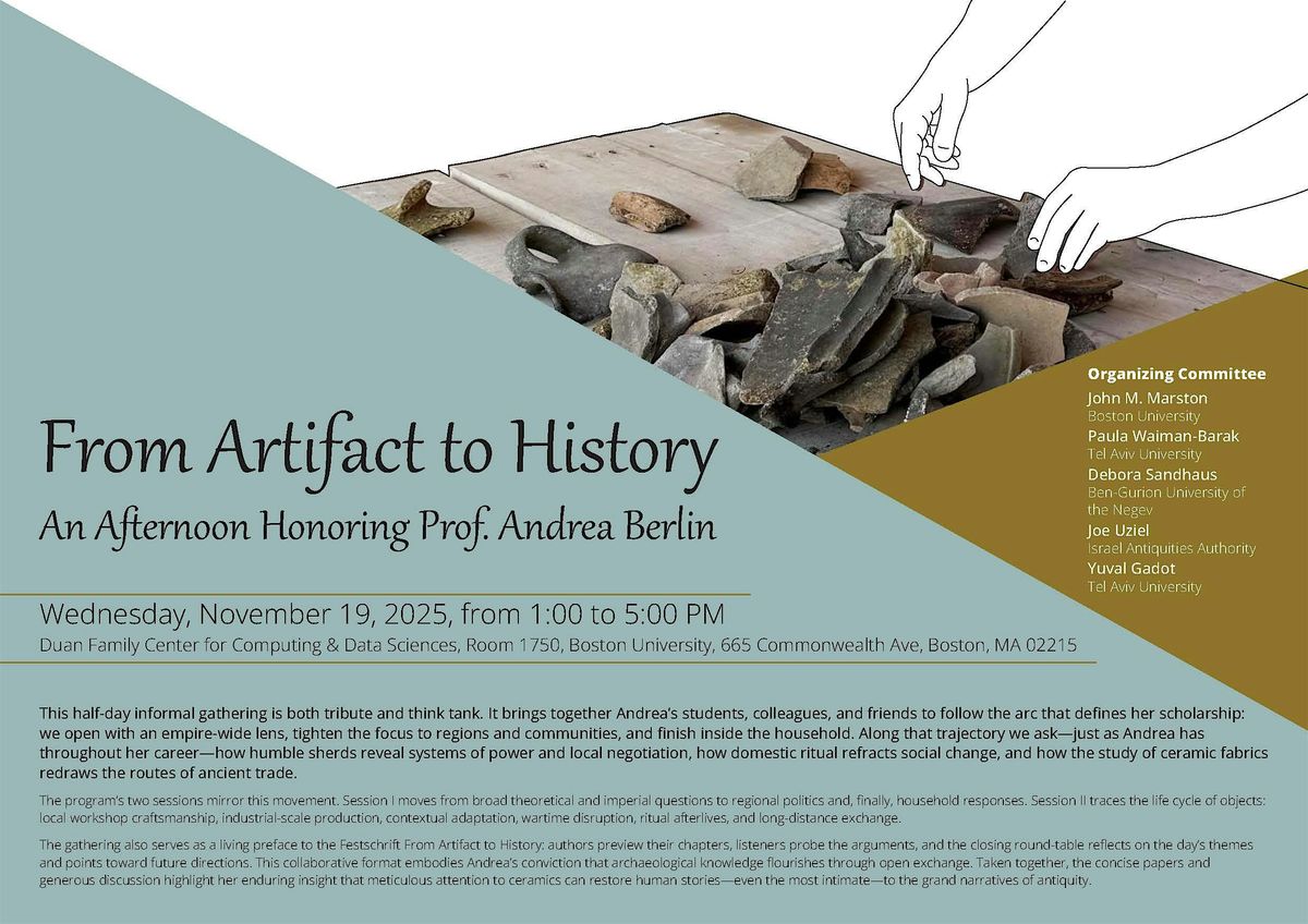 From Artifact to History \u2013 An Afternoon Honoring Prof. Andrea Berlin