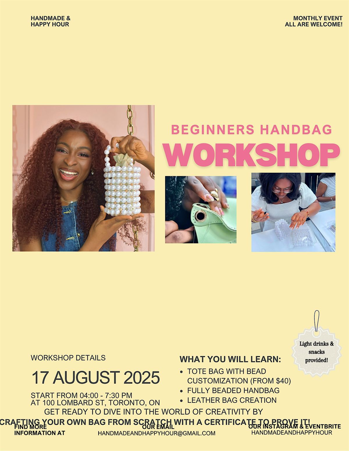 Holiday DIY Handbag Workshop - Handmade & Happy Hour