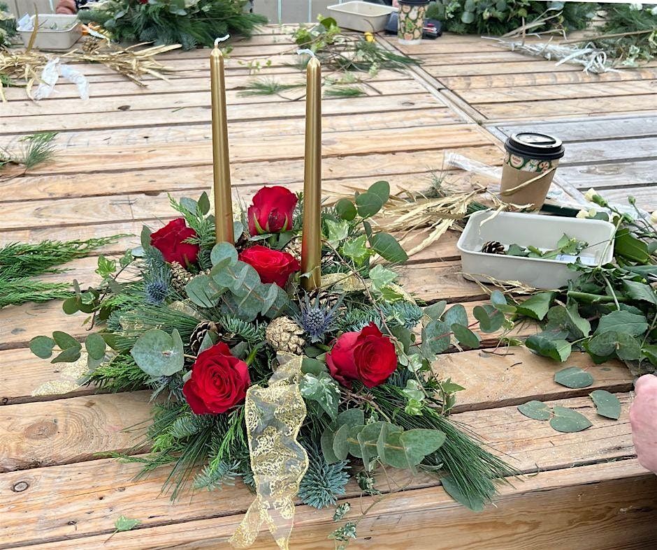 Christmas Table Flowers Workshop in Red & Gold at Gibside, Newcastle